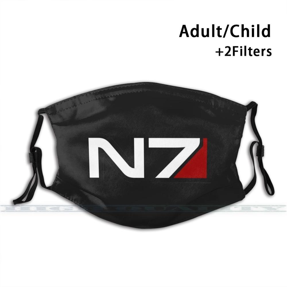 N7 엠블럼 매스 이펙트 맞춤형 디자인 성인 키즈, 먼지 방지 필터 Diy 귀여운 프린트 워셔블 마스크